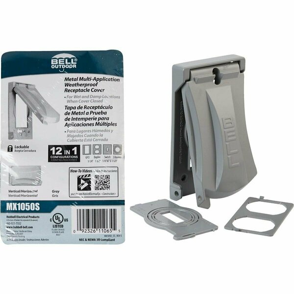 Bell Electrical Box Cover, 1 Gang, Aluminum, Flip/Snap MX1050S